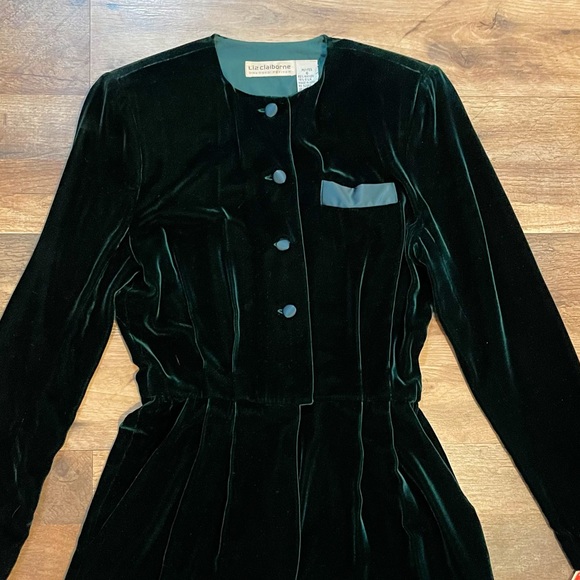 VintageLiz ClaiborneGreen Velvet Jumpsuit